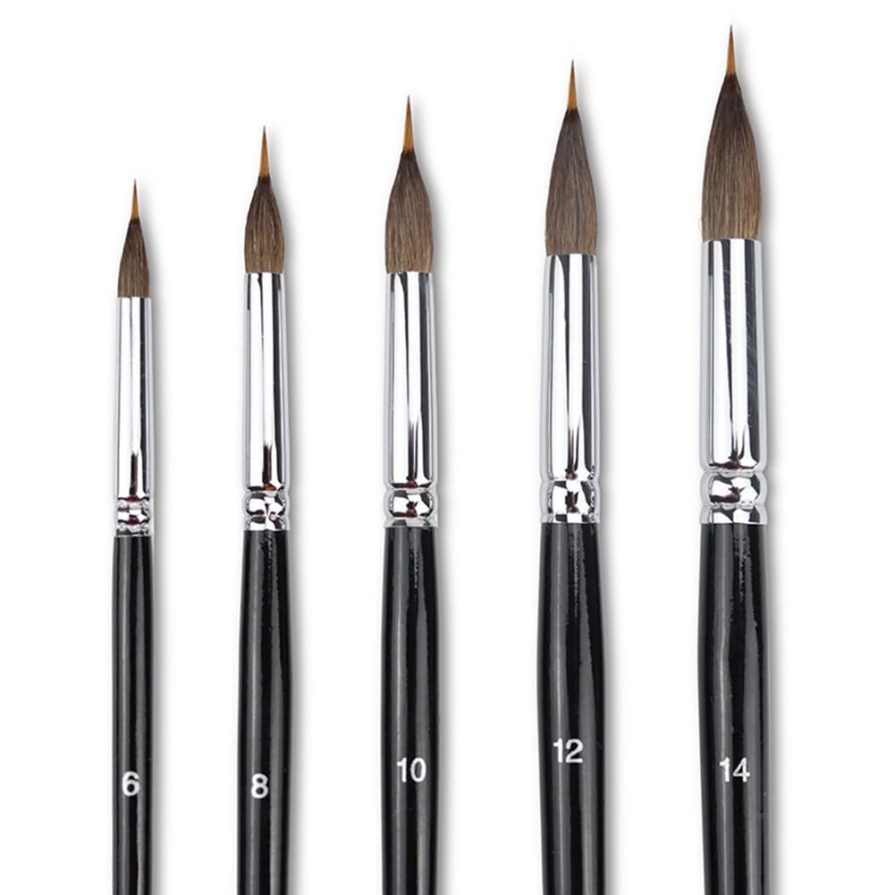 Onchdbfhuu Professional Watercolor Brushes 5Pcs Extended Point Synthetic Brushes Extra Long Pinhead for Fine Detailing