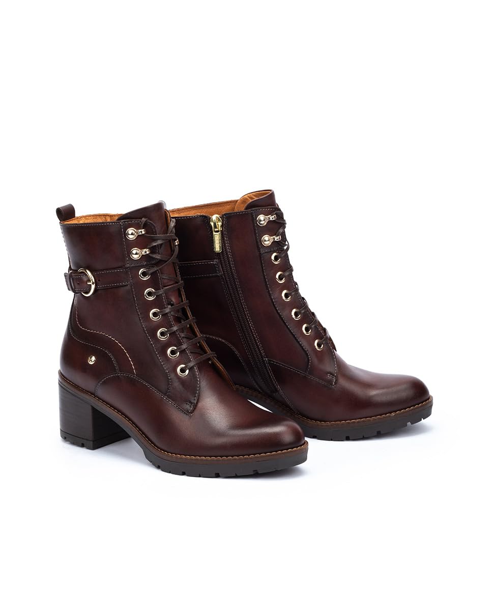 Pikolinos Stivaletti Neri in Pelle Llanes -Altezza Tacco 6cm-