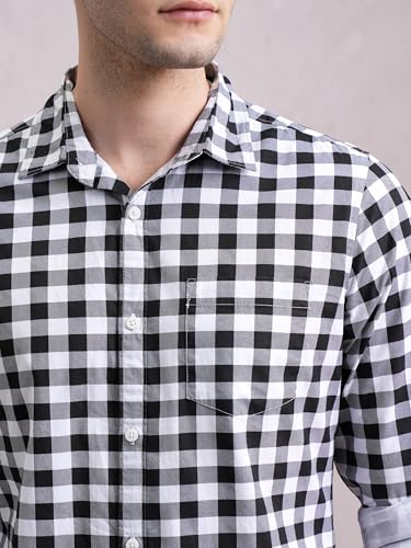 Image of Highlander Men's Slim Fit Checks Shirt | Full Sleeves | Regular Collar | Casual Shirts for Men