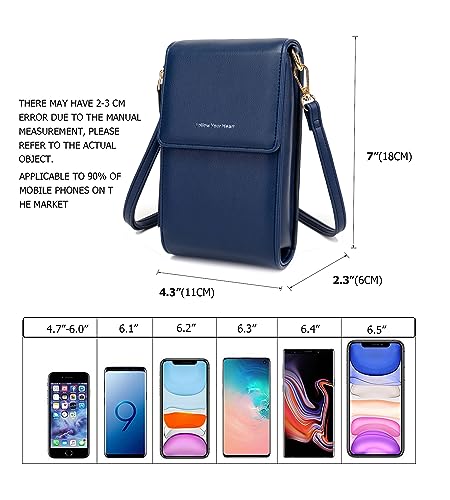 Image of myfriday Small Cell Phone Crossbody Bag, Multi-pocket & 6 Card Slots | 6 card slots, multi-pocket zipper layout and soft synthetic leather keep phone, lipstick, coins and keys ready outdoors