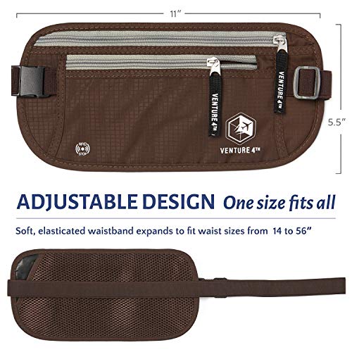 Venture 4Th Rfid Blocker Money Belt For Men And Women (Brown) #TOP2