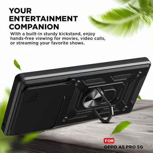 Image of AIBEX Back Cover for Oppo A5 Pro 5G | D10 Tough Armor Case | Sliding Camera Shield | 360 Protection | Kickstand Ring Holder | Military-Grade Shockproof Bumper Case