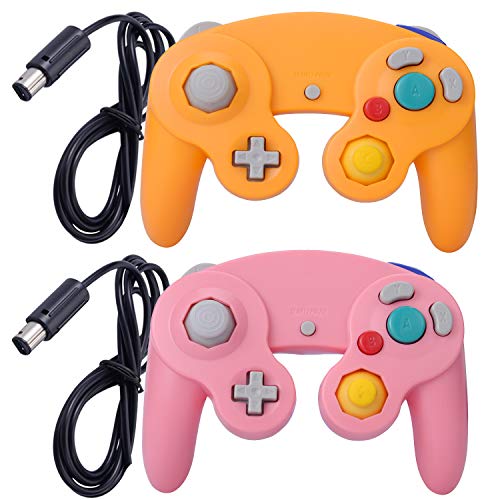 Paquete de 2 mandos clásicos para videojuegos con cable para Wii NGC Game Cube