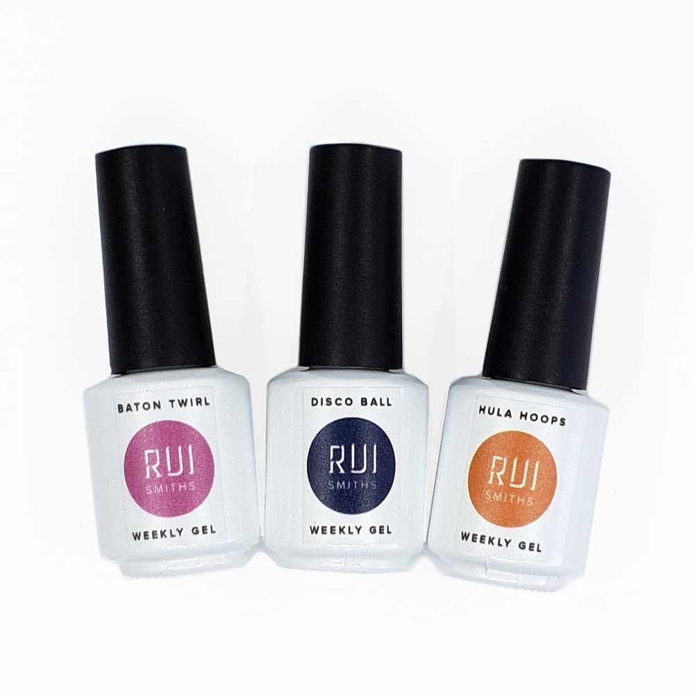 Rui Smiths Scattered Holographic Curable Peel-Off Gel Box Set with 3 Colors. Unique One-Step, High-Gloss, 9-Free Formulation. Mixed in Singapore.