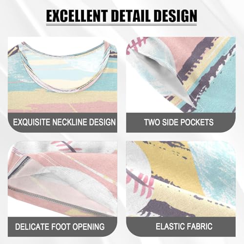 senya Short Sleeve Pajamas Sets Summer Cotton Sleepwear Softball Theme4