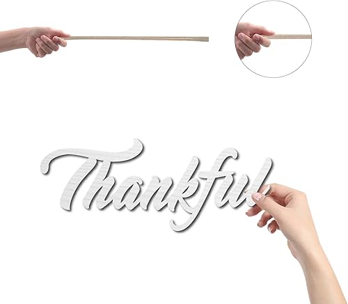 Miniatura 3 de CREATCABIN Letrero de madera con texto en inglés "Thankful" para decoración de pared, corte láser, letras sin terminar, decoración para el hogar,