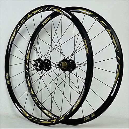 ZECHAO Juego de Ruedas de Bicicleta MTB 29 Pulgadas, Freno en V de aleación de Aluminio/Freno de Disco 700C Racing Road Bike Quick Release Hub 11 Speed ​​Rim Wheelset (Color : Gold, Size : 29 Inch)