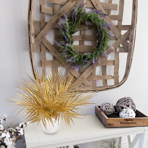 Briful Gold Christmas Centerpiece Artificial Palm Plant, 14.2’’ Faux Golden Leaf in White Pot, Holiday Table Decorations, Glitter Tabletop Décor for Home, Wedding, Office, New Year & Year-Round - Image 6