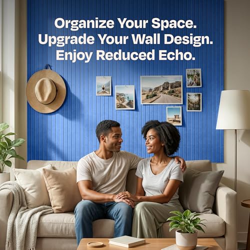 Image of X-Large Cork Board Alternative 12-Pack Felt Bulletin Board Thick and Decorative Pin Board for Home Office Walls 47.24 x 35.43 Inches with 72 Adhesive Tabs - [Grand Blue]