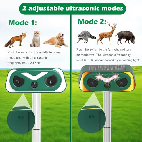 Katzenschreck Ultraschall, Solar Tiervertreiber Katzenvertreiber 2 Modi, Ultraschall Tierabwehr Hundeschreck Wasserdicht mit Bewegungssensor und Blinklicht für Garten Katzen, Hunde, Wildtiere