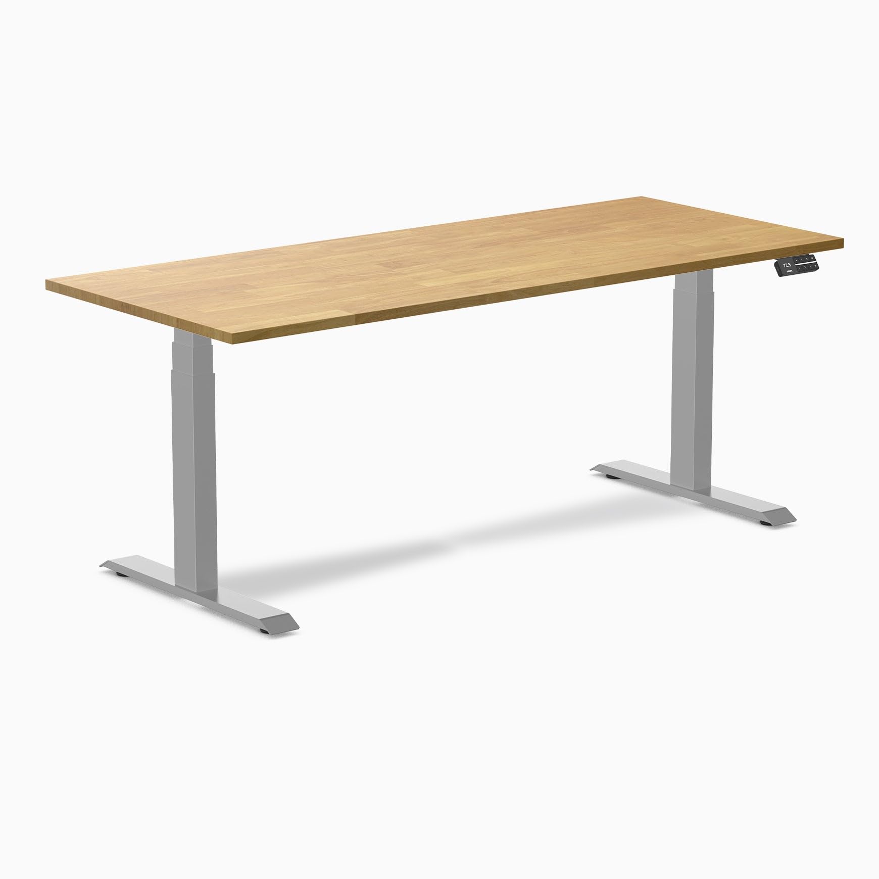 Desky Dual Rubberwood Sit Stand Desk Light Oak 72" Grey