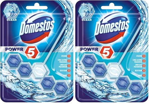 Image of Domestos Power 5 Ocean Toilet Rim Block 55g (Pack of 2)