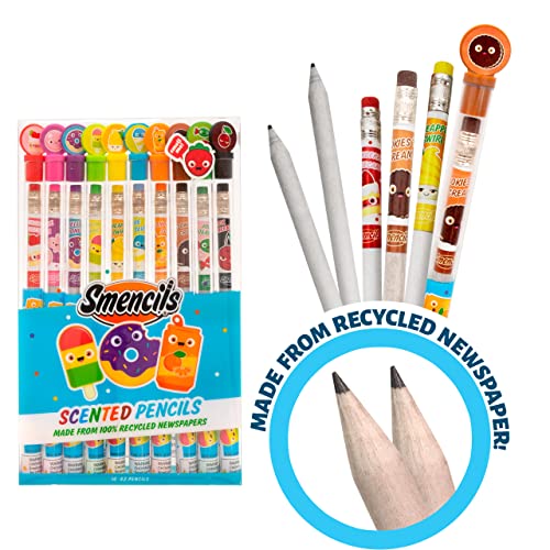Smencils - Scented Graphite Hb #2 Pencils Made From Recycled Newspapers, 10 Count, Gifts For Kids, School Supplies #TOP2