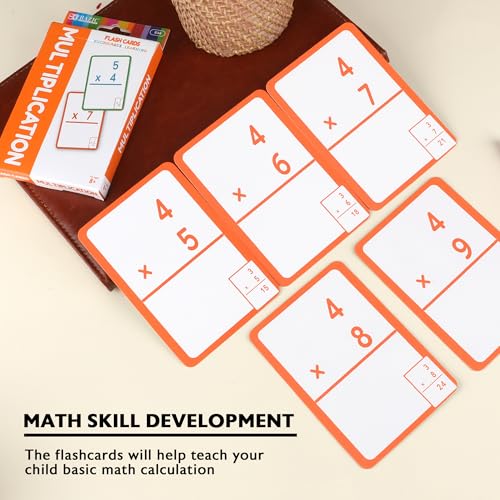 Image of BAZIC Products Multiplication Flash Cards, 36 Cards, Self-Checking, 72-Case | Answer printed on each card for self-checking math practice, Flashcard, Bulk pack, For studying and classroom practice