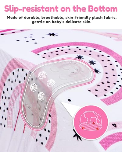 Image of BOMOLOUR Seat Cover Compatible with Bumbo and Nuby Seat, Removable Breathable Baby Floor Seat Cover for Boys and Girls, Seat Not Included (Pink Rainbow)