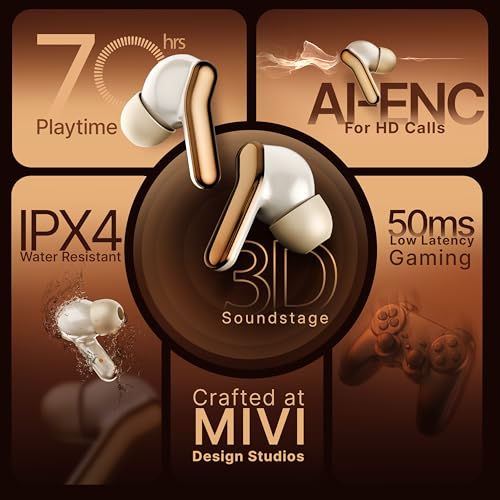 Image of Mivi DuoPods Roar (New Launch) 13mm AAC Audio Tech | AI-ENC | Dual Mic | 5.3 Bluetooth Ear Buds | 70Hrs Battery | Fast Charge | IPX4 | Low Latency | Gaming Earbuds