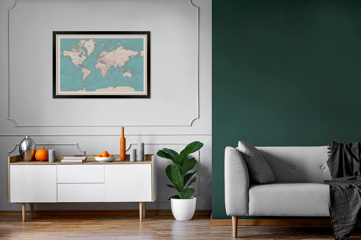 Poster Bilder Wanddeko Deko Wohnzimmer 90x60 cm Weltkarte - Vintage - Atlas - Kinder - Jungen - Mädchen