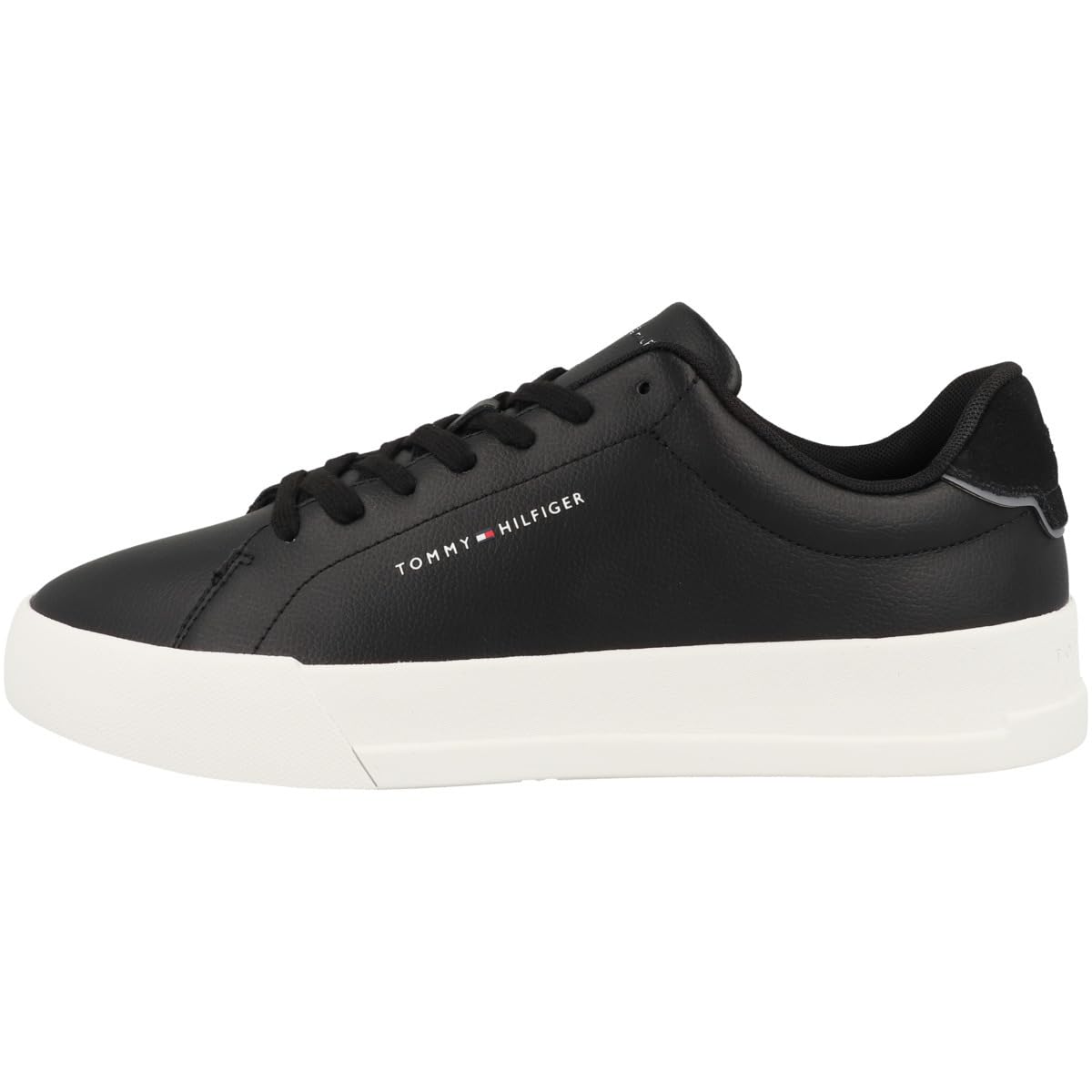 Tommy Hilfiger Herren Court Sneaker Detail Essential aus Leder, Schwarz (Black), 46