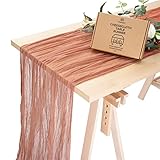 Vitalizart Cheesecloth Table Runner Peach Coral 35 x 120 Inches Gauze Tablecloth 10Ft Boho Rustic...
