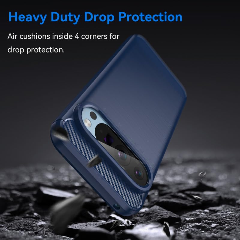 Image of Hybrid Carbon Fiber Back Case for Google Pixel 9 / Pixel 9 Pro (Blue)