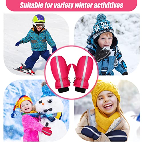 Image of Geyoga 4 Pairs Kids Mittens Waterproof Ski Gloves Boys Girl Warm Snow Winter Mittens for Kids Toddler Outdoor Activities