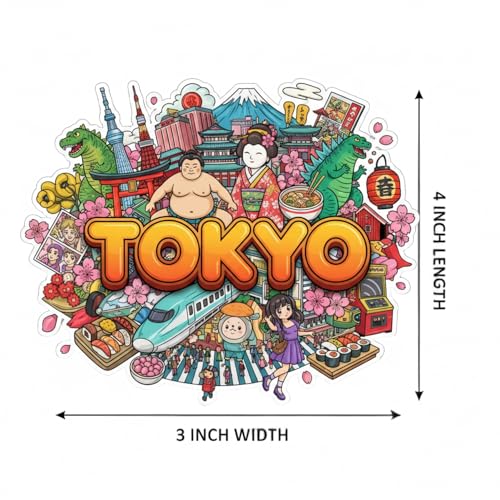 Image of Souvenir Fridge Magnet | 4x3 Inch Collectible Travel Decor | Strong & Durable Refrigerator Magnet with Iconic Landmarks for Travelers (Tokyo)