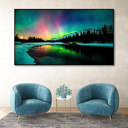 Image of HASTHIP 5D Diamond Painting Kit for Adults, Aurora Lake, 27.5x15.7in