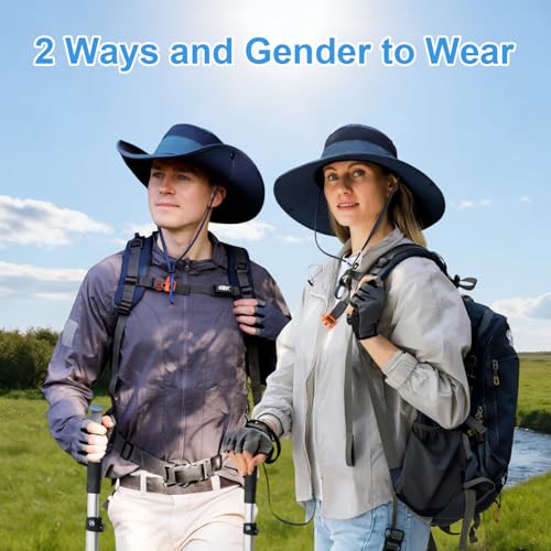 Image of Wide Brim Sun Hat for Men Women UV Protection Ventilated Summer Hats for Fishing Hiking Garden Beach