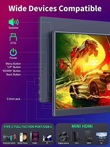 120Hz Portable Monitor, Magicraven 16" 1920X1200 Ips Gaming Monitor For Laptop, Dual Usb C Hdmi Computer Display With Speakers, Second Dual Screen Game Play Travel Monitor For Pc Phone Ps5 Xbox Switch #TOP6
