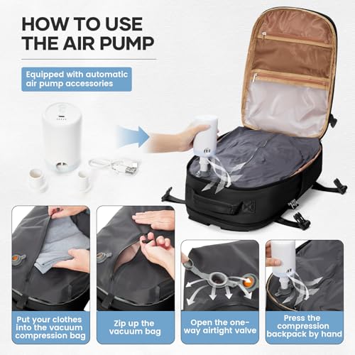 Image of Vacuum Backpack Travel With Pump for Women Men Carry on Backpack Luggage Flight Approved Personal item Travel Bag