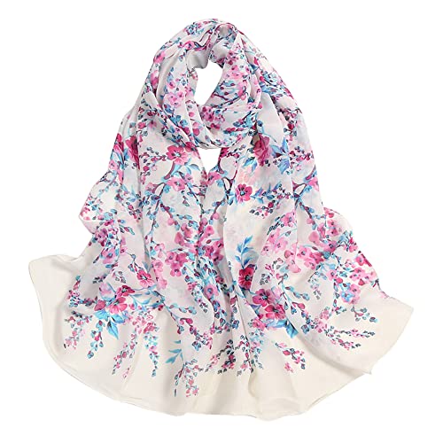 Minache Women Embroidery Chiffon Scarf Summer Fall Beach Shawl Wrap