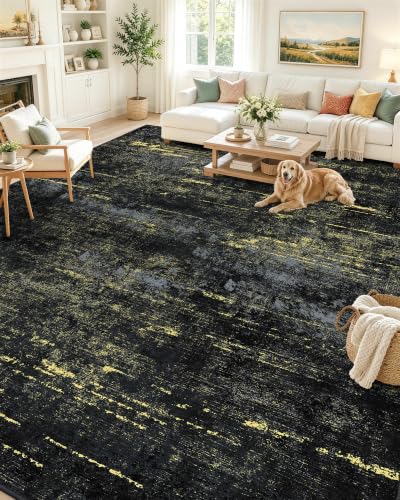 OLANLY 9x12 Washable Area Rug, Soft Non Slip Carpet for Bedroom Living Room