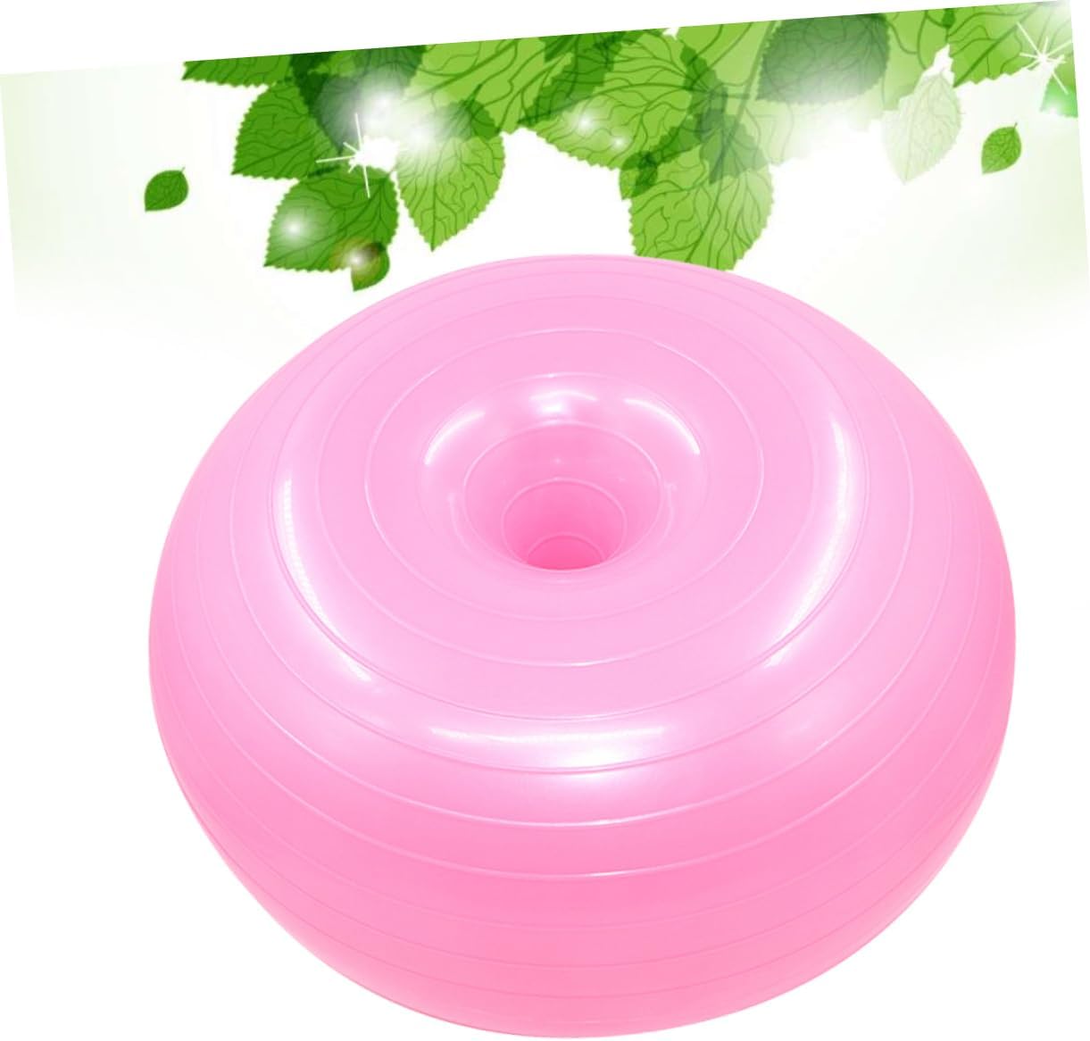 50cm Explosion-Proof Yoga Auxiliary Ball Thickened Donut Shaped Fitness Ball in Light Pink for Home Exercise Balance Training with Air Pump