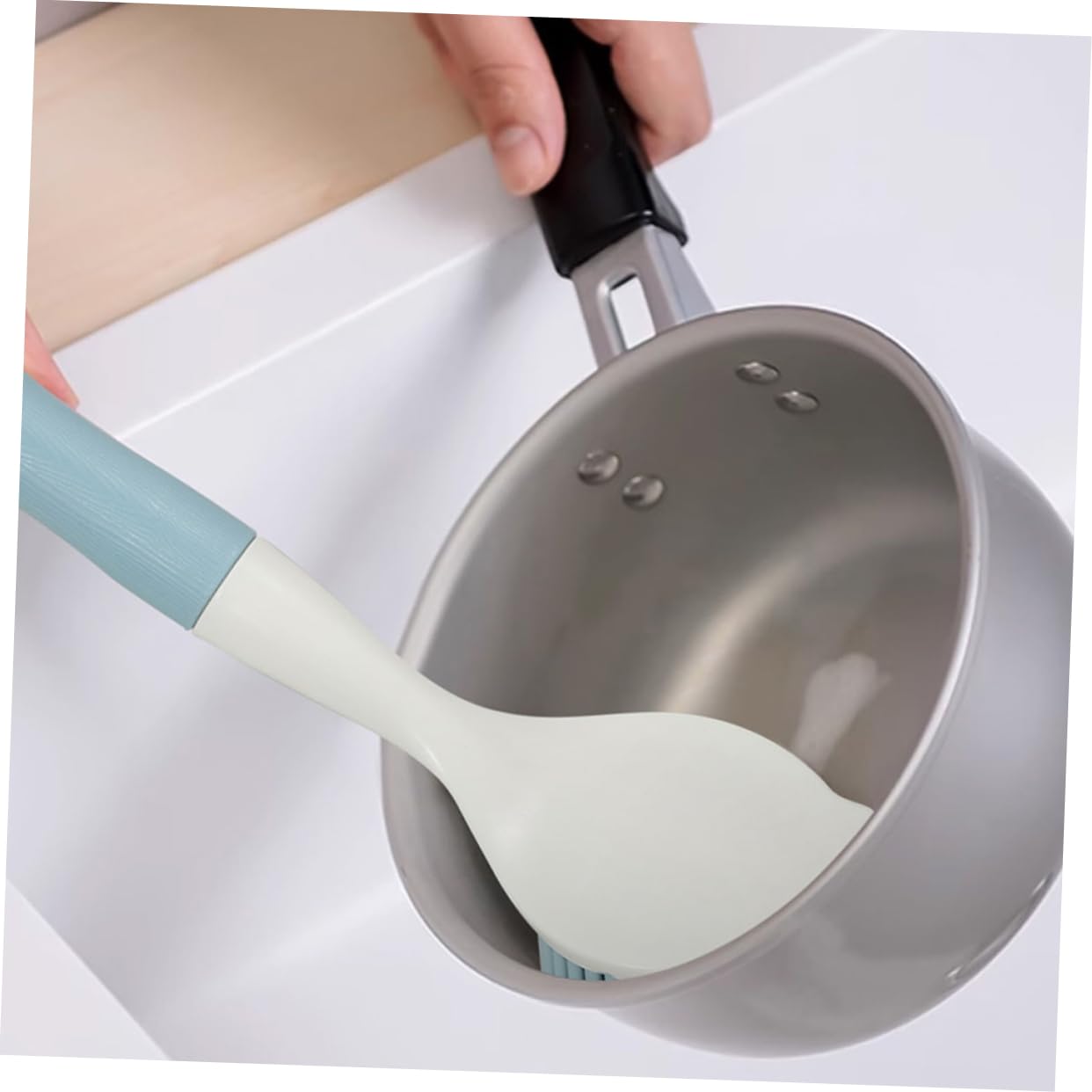 Didiseaon 8piezas Cepillo De Cocina Mango para Lavar Platos y Fregar Sartenes Cepillo Multiusos De Silicona Antiadherente para Limpieza De Utensilios De Cocina Rosa Azul