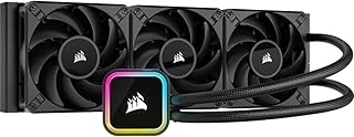 Corsair iCUE H150i RGB Elite CPU-Flüssigkeitskühler (16 Dynamische RGB-LEDs, AF Elite Series 120-mm-FDB-Lüfter, 360-mm-Radiator, iCUE-Software, LGA 1700-, 1200-, 115X-, 2066- und AM4-Sockel) Schwarz