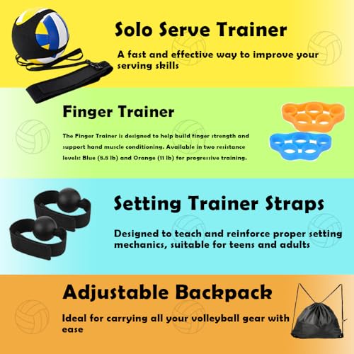 image for RYNEX Adjustable Volleyball Solo Training Set with Serve Trainer & Reb