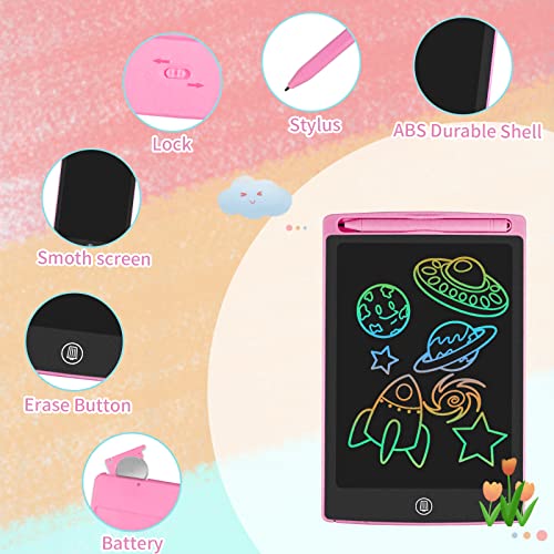 Image of HOMESTEC Plastic LCD Color Writing Tablet, Digital Whiteboard For Noting Reminders Write Or Drawing (8.5 Inches, Pink)