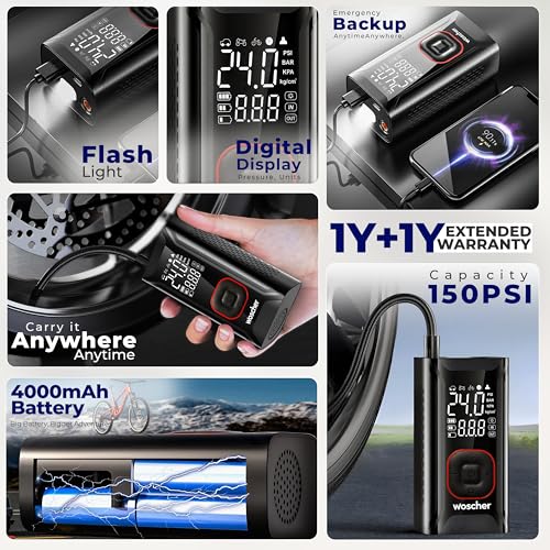 WOSCHER Store Woscher AirGo 2-in-1 Tyre Inflator 150 PSI - Image 3