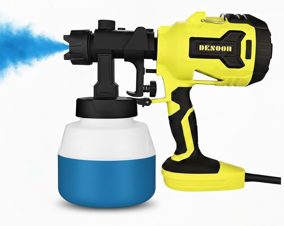 Pistola de Pintura Elétrica HVLP 600W, Pulverizador de Tinta Profissional com 4 Bicos de Cobre 800ml, 32000 RPM, Ideal para Pintura Residencial, Móveis e Artesanato