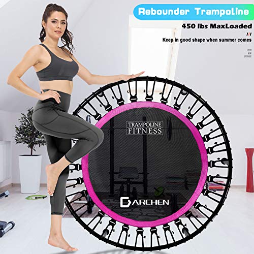 DARCHEN 450 lbs Mini Trampoline for Adults, Indoor Small Rebounder Exercise Trampoline for Workout Fitness, 450 lbs Max-Load Bungees for Quiet and Safely Cushioned Bounce, 40 Inch Gym Trampoline