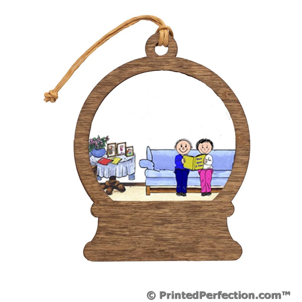 PrintedPerfection.com Personalized Grandma & Grandpa, 8 Hearts Wooden Snow Globe Shaped Christmas Ornament
