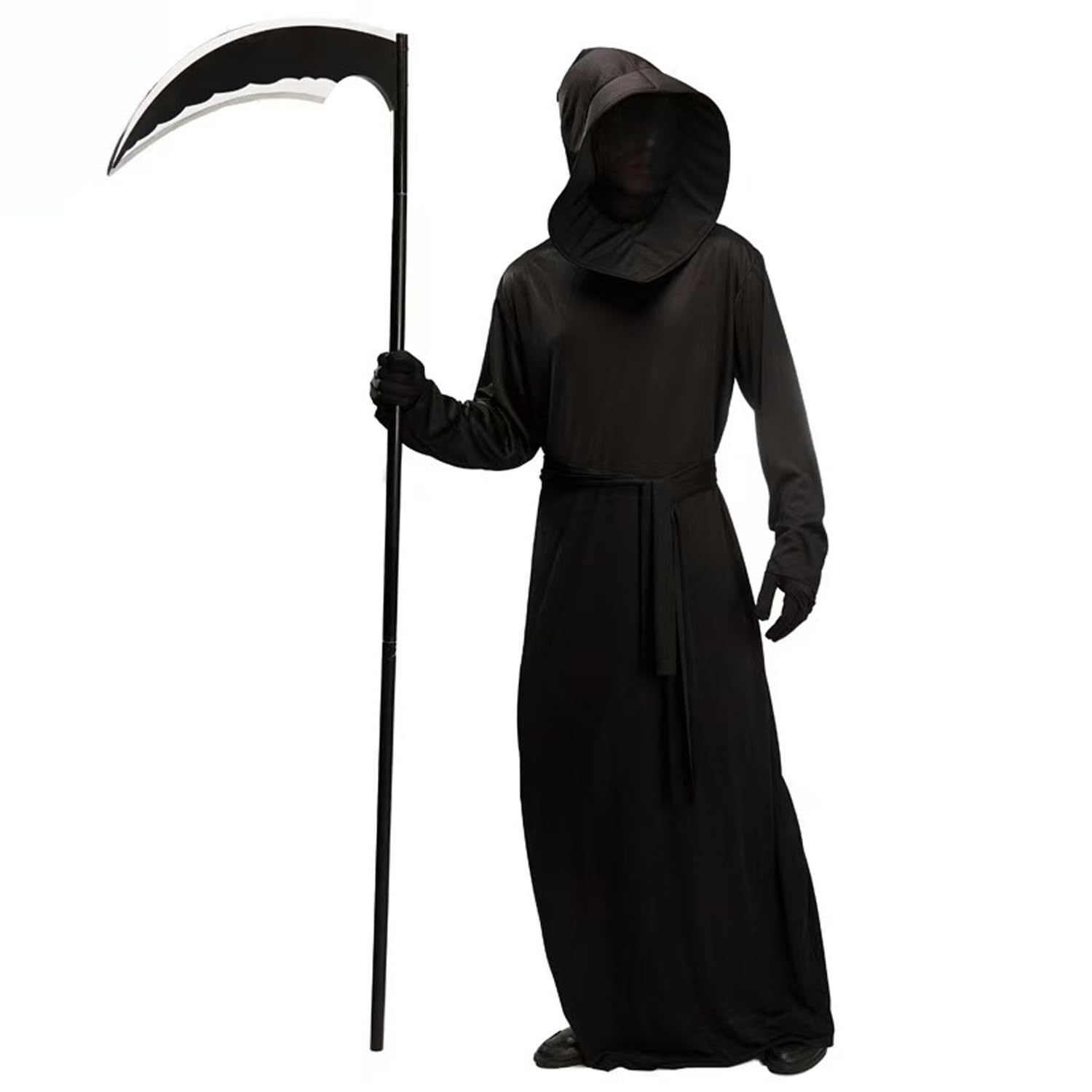 GGEROU Halloween Grim Reaper Costume Set Men & Women Black Hooded Robe Halloween Cosplay Phantom Costumes Robe Cloak Cape