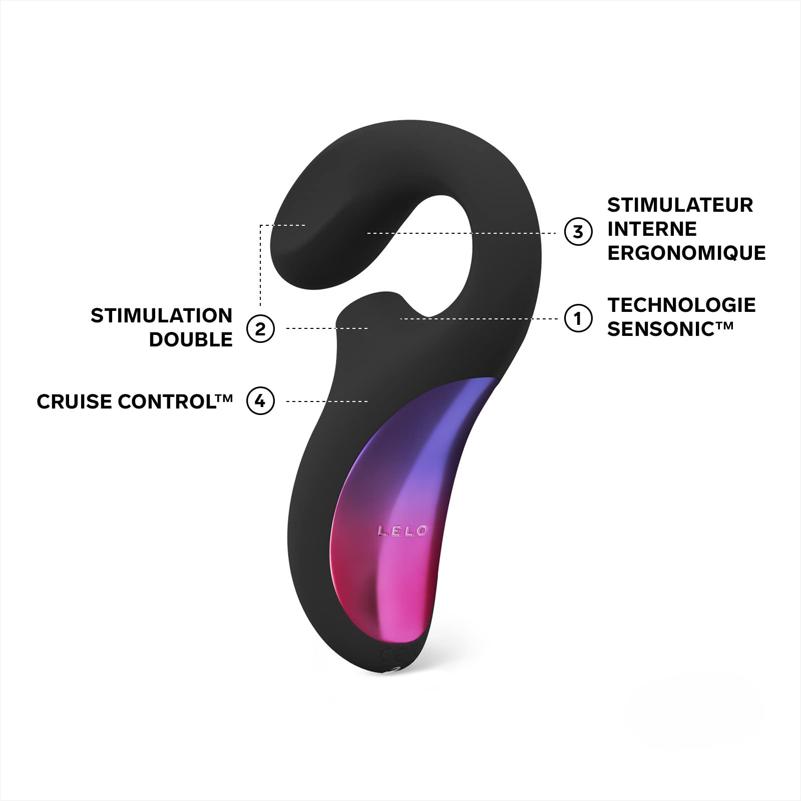 LELO ENIGMA Cruise Sextoy Vibromasseur double, Sex Toýs Femme Clitoridien Suceur doté de 8 modes de vibrations, LELO Sextoys, Vibromasseurs Feminin Black