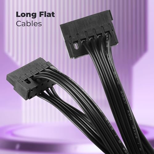 Image of Zebronics Premium Power Supply, Long Flat Cables, Silent 120mm Fan,12V 52A, 6+2 PCIe, 4+4 CPU, 4 x SATA, 2 x MOLEX, Multicolor LED Light, Built-in Protections (VS750Z)