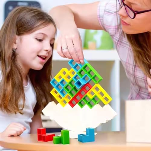 Image of Lefan Tetra Tower Game 16 Pcs Stack Tower, Swing Stack High Child Balance Building Block 2 Players+ Interactive STEM Toy for Family, Travel, Parties for Adults & Kids (Tetra Tower 16 pcs)