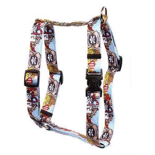 Image of Yellow Dog Design Pirate Booty Roman Style H Dog Harness, Small /Medium-3 /4 Wide fits Chest of 14 to 20 inch