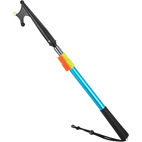 SANLIKE Boat Hooks for Docking Heavy Duty Telescoping Extension Pole Hook with Luminous Bead, Lightweight Floating, Non-Slip Rubber Handle, Durable & Rust-Resistant
