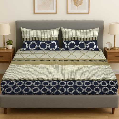 Image of Amazon Brand - Umi Double Bedsheet 90x100 Inches with 2 Pillow Covers | Brushed Microfiber Cotton | 144 TC Premium Bed Linen | Comfortable & Durable Bedding for Bedroom (Green, Double)