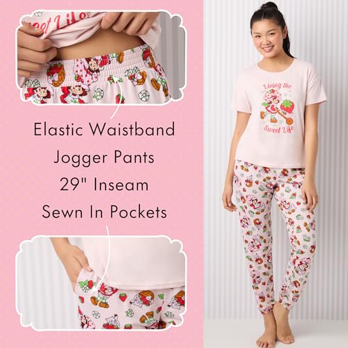 Image of Richard Leeds International Womens 2 Piece PJs Set - Disney | Hello Kitty | Snoopy - Short Sleeve Top & Jogger Lounge Sets