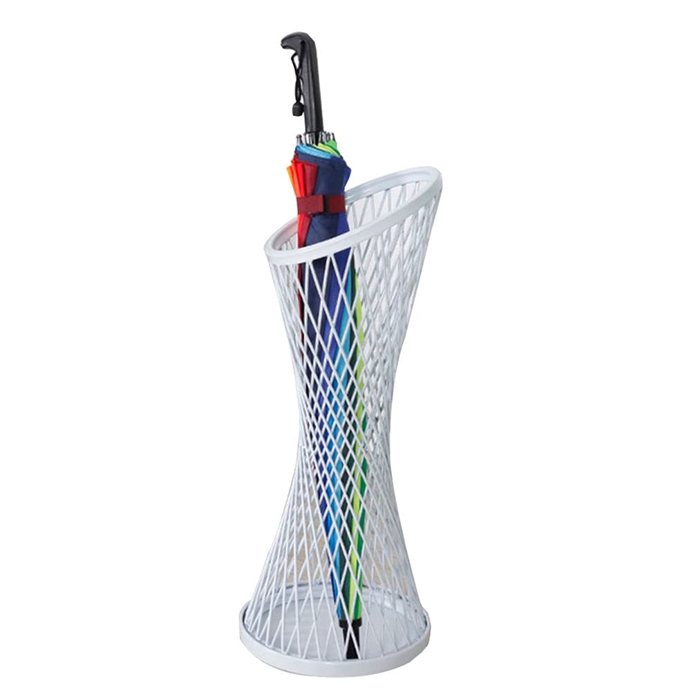 WQPMNYG Metal Umbrella Stand Holder with Drip Tray and Hook White 23x58cm Holds 4 8 Umbrellas